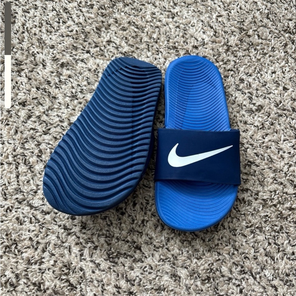 Nike Blue and White Slide Sandals
